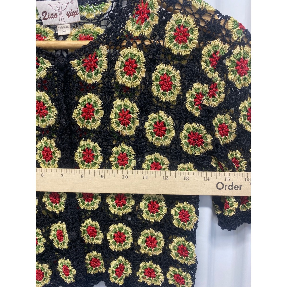 Crochet Granny Square Cardigan Medium Cottagecore Boho Fairy Artsy Indie Y2k - Picture 5 of 6